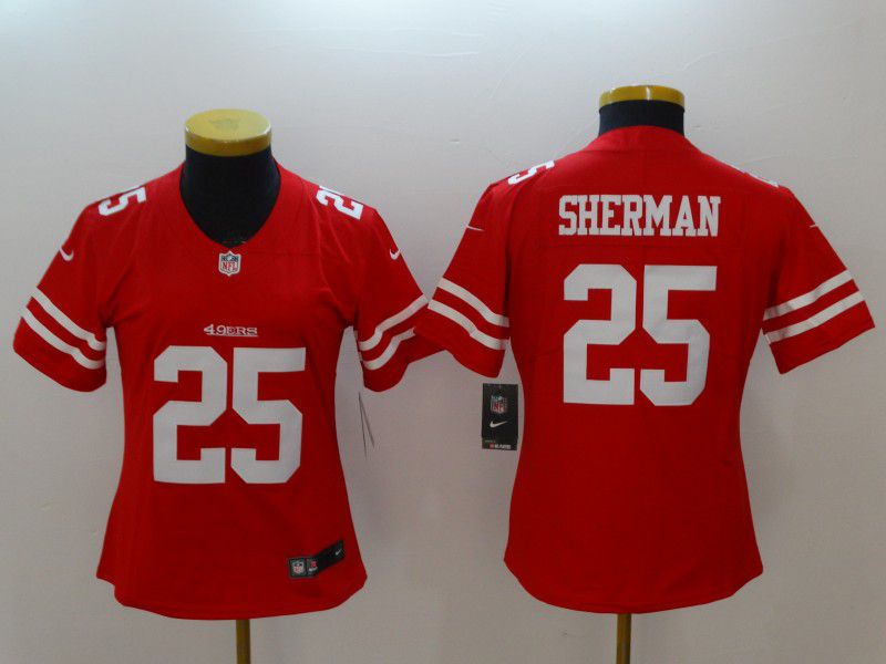 Women San Francisco 49ers 25 Sherman Red Elite New Nike NFL Jerseys